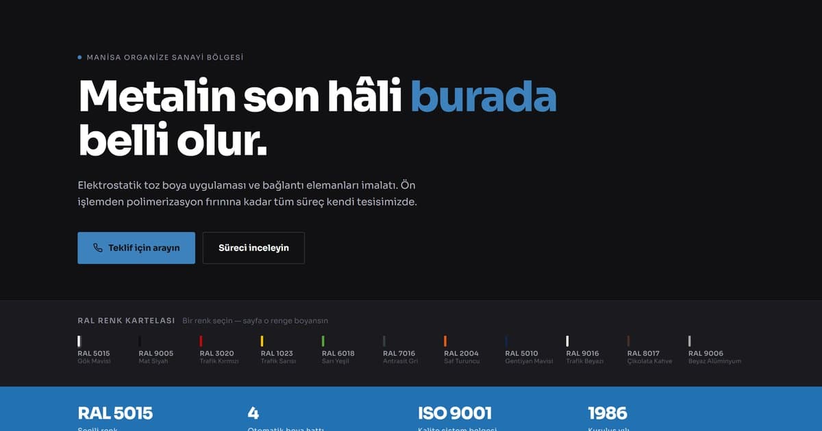 Elektrostatik Toz Boya — Site Konsepti
