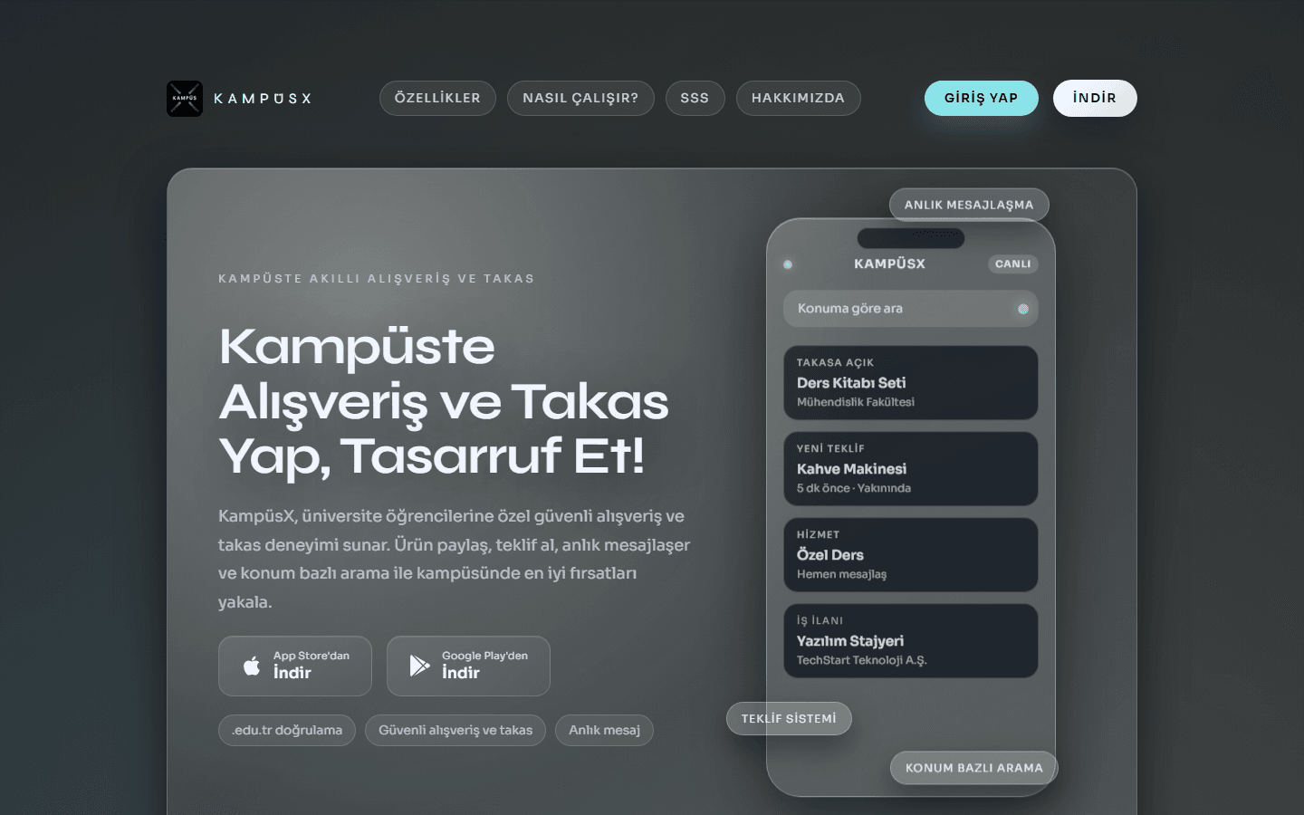 KampüsX proje ekranı